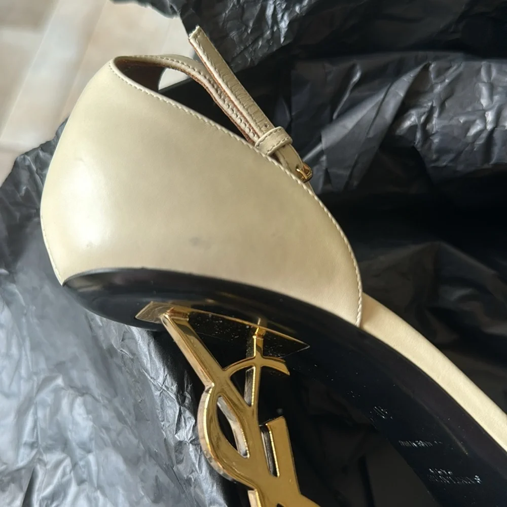 YSL Opyum sandal yves saint laurent stiletto beige gold pump 110mm sz 40 - Picture 14 of 15